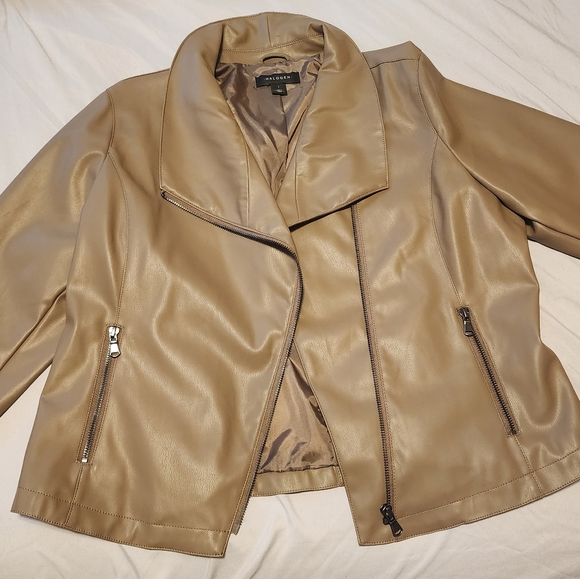 HalogenDrape Collar Faux Leather Jacket (Large) - Picture 2 of 6